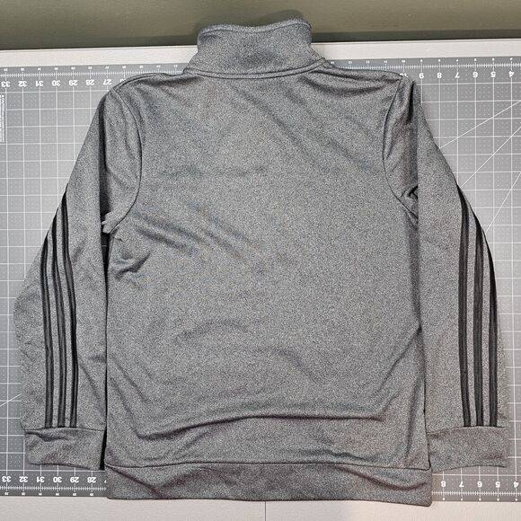 Adidas Track Jacket Youth Large Gray Full Zip Trefoil Soccer Futbol Essential - Picture 6 of 9